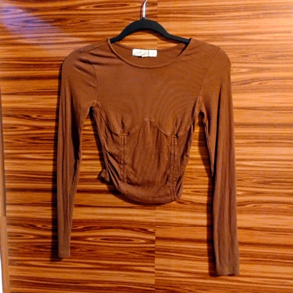 Coco brown long sleeve crop top